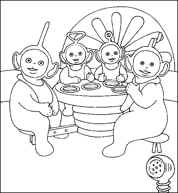 coloriage Telettubies a table
